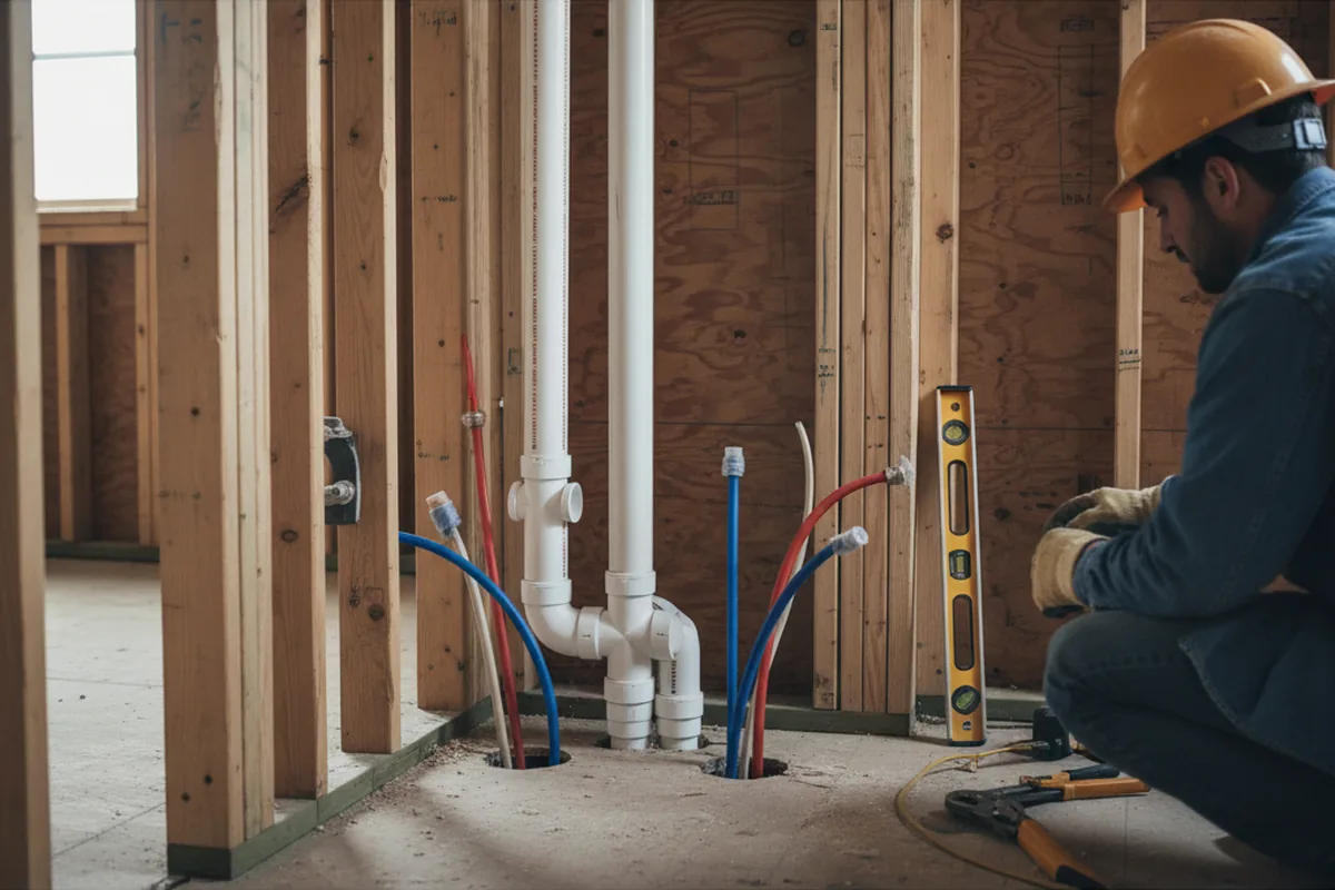 Drain and supply rough-in during Leak Detection in Norcross
